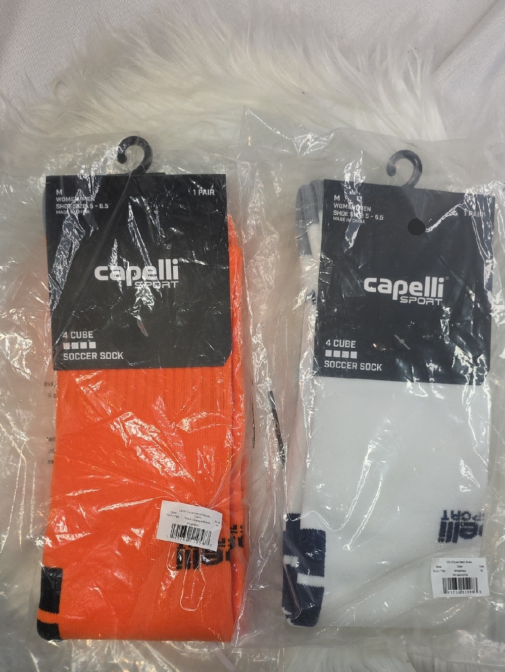 Capelli of New York Men's/Women's Soccer Socks - One Orange and One White